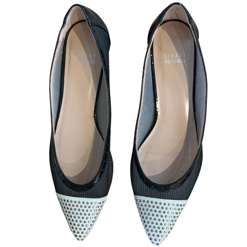 Stuart Weitzman Tipper Studded Ballet Flats Womens Size 8.5 - Picture 1 of 11